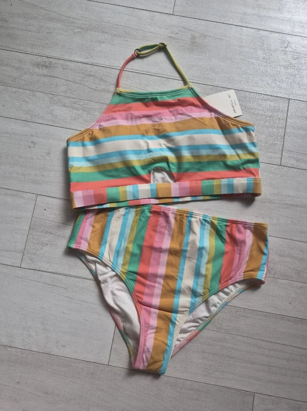 O'Neill NEW Girls Low Tide Peek a Boo Hi Neck Bikini Set